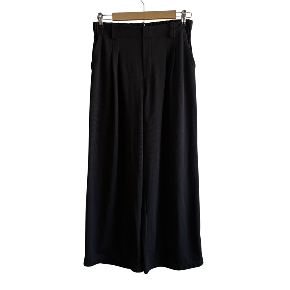 HALARA Black Knit Wide Leg Pants Minimalist Neutral Business Casual Active